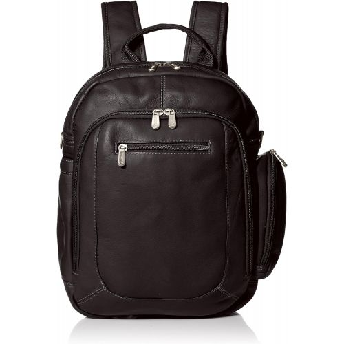  Piel Leather Laptop BackpackShoulder Bag, Black