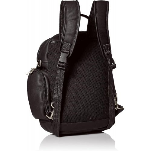  Piel Leather Laptop BackpackShoulder Bag, Black