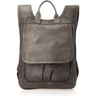Piel Leather Slim Laptop Flap Backpack, Charcoal, One Size