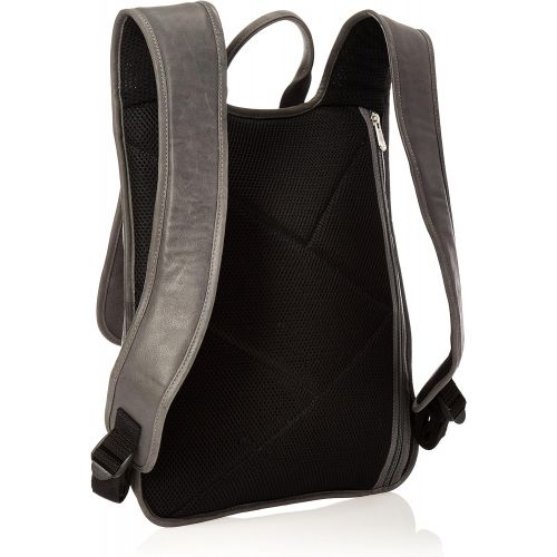  Piel Leather Slim Laptop Flap Backpack, Charcoal, One Size