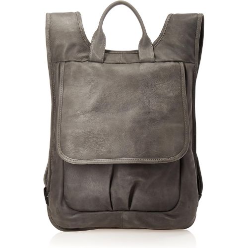  Piel Leather Slim Laptop Flap Backpack, Charcoal, One Size