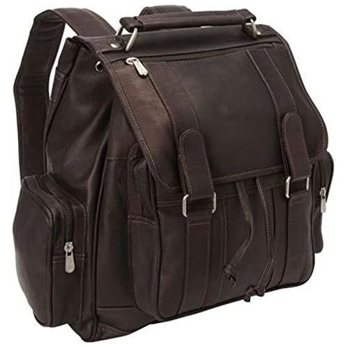  Piel Leather Double Loop Flap-Over Laptop Backpack, Saddle