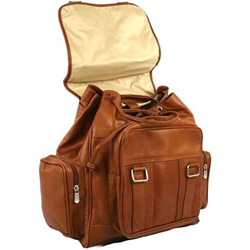  Piel Leather Double Loop Flap-Over Laptop Backpack, Saddle