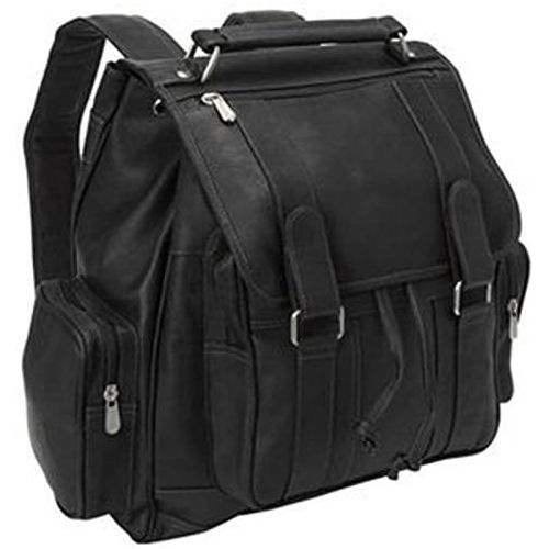  Piel Leather Double Loop Flap-Over Laptop Backpack, Saddle