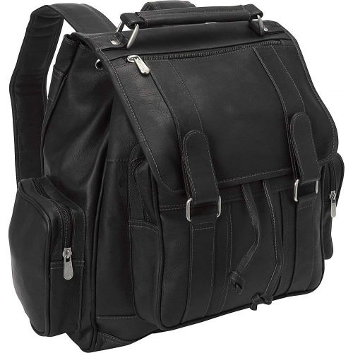  Piel Leather Double Loop Flap-Over Laptop Backpack, Saddle