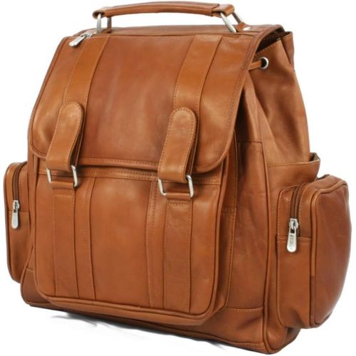  Piel Leather Double Loop Flap-Over Laptop Backpack, Saddle