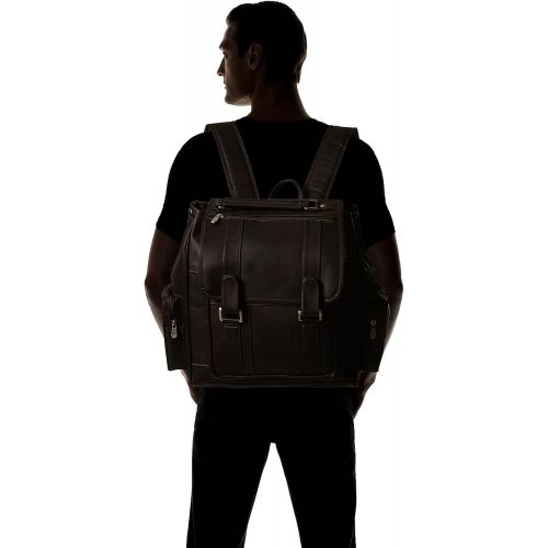  Piel Leather Double Loop Flap-Over Laptop Backpack, Saddle