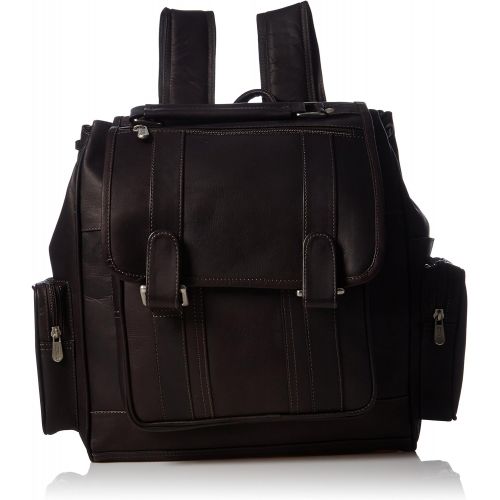  Piel Leather Double Loop Flap-Over Laptop Backpack, Saddle