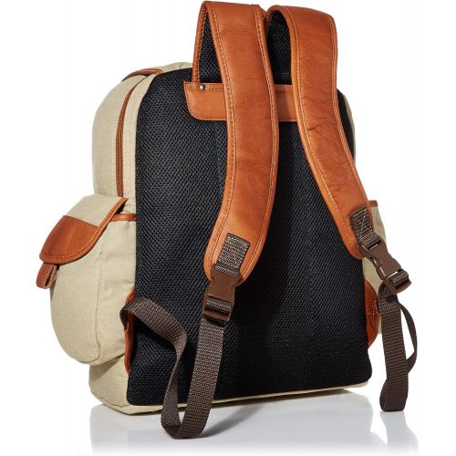  Piel Leather Multi-Pocket Travelers Backpack, Saddle