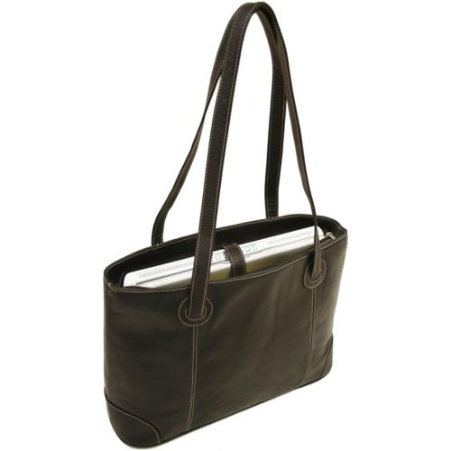  Piel Leather Ladies Computer Tote, Black, One Size