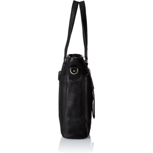  Piel Leather Laptop Tablet Carry-All Tote, Black, One Size