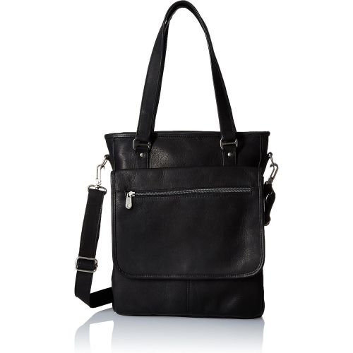  Piel Leather Laptop Tablet Carry-All Tote, Black, One Size