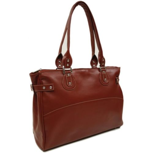  Piel Leather Large Ladies Side Strap Tote, Apple, One Size