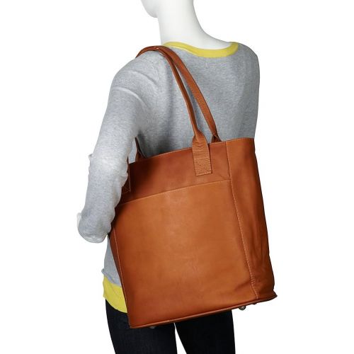  Piel Leather XL Laptop Tote Bag, Saddle