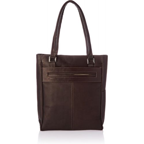  Piel Leather Vertical Laptop Tote, Chocolate, One Size