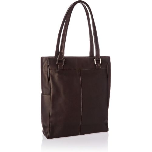  Piel Leather Vertical Laptop Tote, Chocolate, One Size