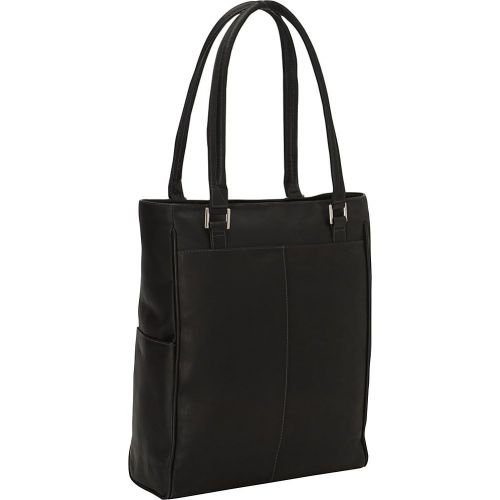  Piel Leather Vertical Laptop Tote, Chocolate, One Size