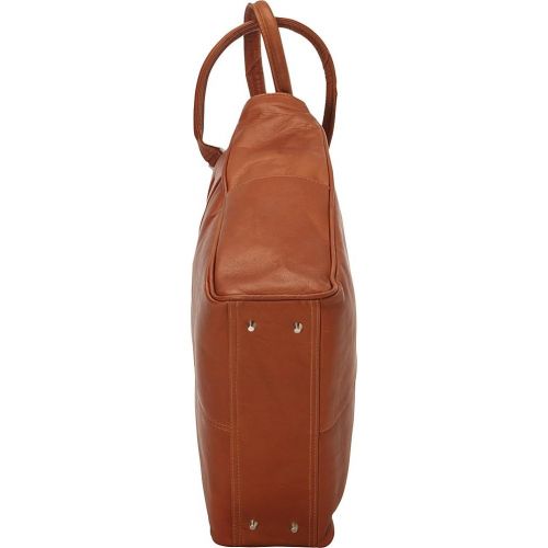  Piel Leather Vertical Laptop Tote, Chocolate, One Size