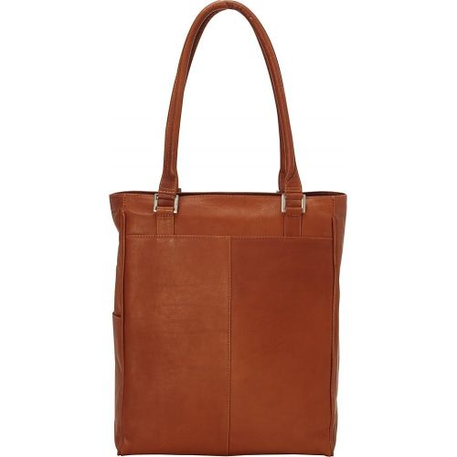  Piel Leather Vertical Laptop Tote, Chocolate, One Size