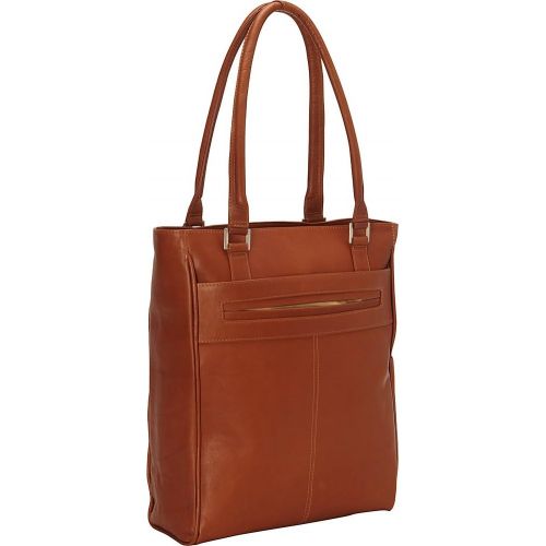  Piel Leather Vertical Laptop Tote, Chocolate, One Size