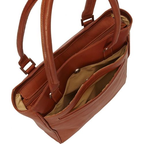  Piel Leather Vertical Laptop Tote, Chocolate, One Size