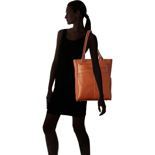  Piel Leather Vertical Laptop Tote, Chocolate, One Size