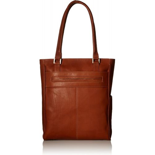  Piel Leather Vertical Laptop Tote, Chocolate, One Size