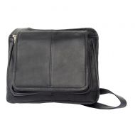 Piel Leather Slim Line Flap-Over Ladies Bag, Black, One Size