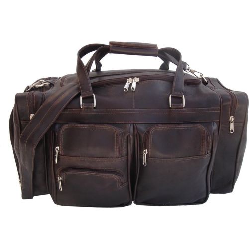  Piel Leather 20In Duffel Bag with Pockets, Chocolate, One Size
