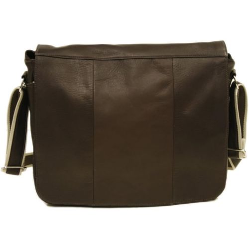  Piel Leather Expandable Messenger Bag, Chocolate, One Size