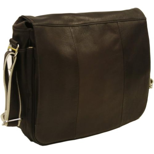  Piel Leather Expandable Messenger Bag, Chocolate, One Size