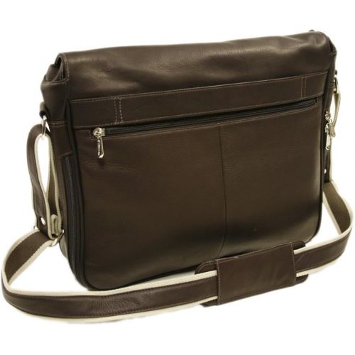  Piel Leather Expandable Messenger Bag, Chocolate, One Size