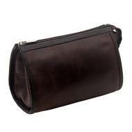 Piel Leather Vintage Tear-Drop Cosmetic Bag, Brown