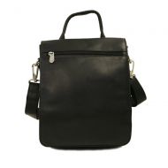Piel Leather Double Flap-Over Shoulder Bag, Black, One Size