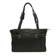 Piel Leather Belted Computer Tote, Black, One Size