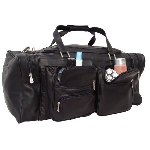  Piel Leather 24In Duffel with Pockets, Black, One Size