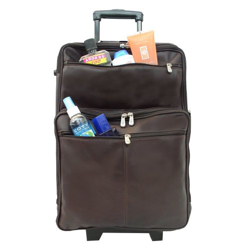  Piel Leather 22 Inch Wheeled Traveler, Chocolate, One Size