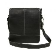 Piel Leather Urban Vertical Messenger Bag, Black, One Size