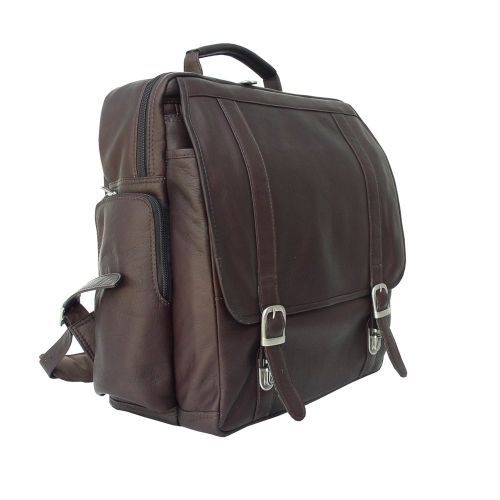  Piel Leather Vertical Computer Backpack, Chocolate, One Size