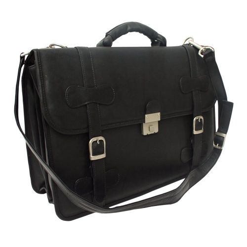  Piel Leather XXL Flap-Over Portfolio, Black, One Size