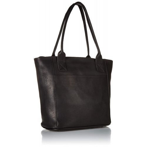  Piel Leather Small Tote Bag, Black