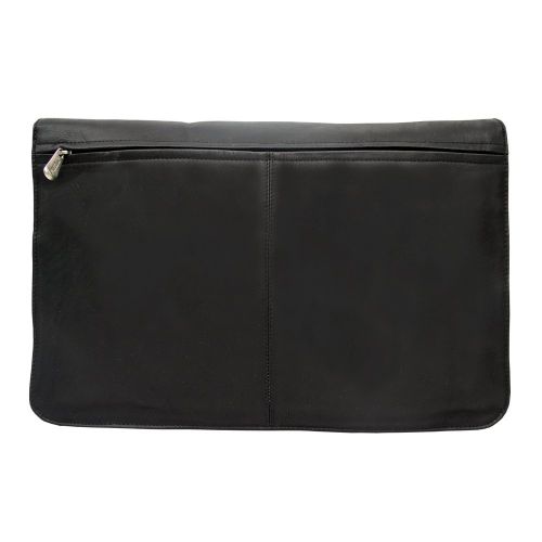  Piel Leather Three-Section Flap Portfolio, Black, One Size