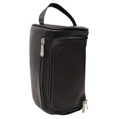  Piel Leather U-Zip Toiletry Kit, Black, One Size