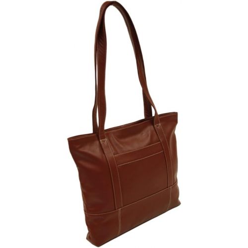  Piel Leather Top-Zip Tote, Saddle, One Size