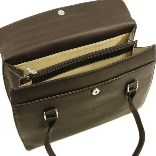  Piel Leather Ladies Computer Portfolio, Chocolate, One Size