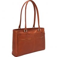 Piel Leather Ladies Laptop Tote with Pockets, Saddle