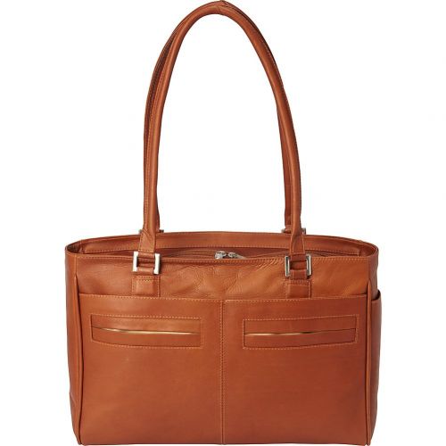  Piel Leather Ladies Laptop Tote with Pockets, Saddle