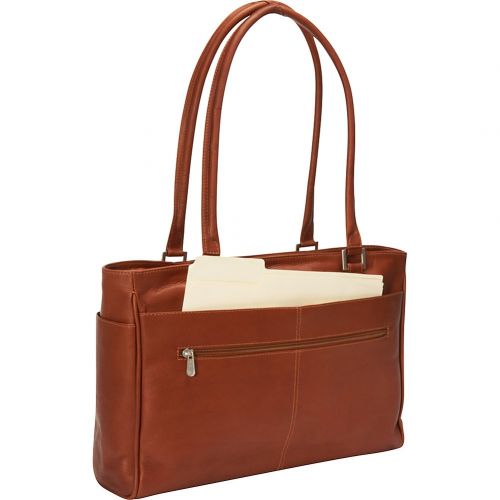  Piel Leather Ladies Laptop Tote with Pockets, Saddle