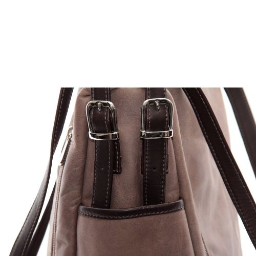  Piel Leather Top-Zip Handbag/Shoulder Bag, Toffee