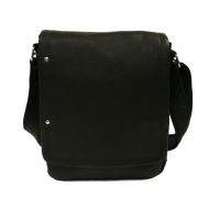 Piel Leather Flap-Over Carry-All, Black, One Size